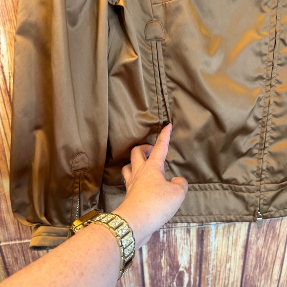 Eccoci Women’s Satin 3/4 Puff Sleeve Zip Jacket Double Zipper Brown Size 6 - Picture 8 of 11